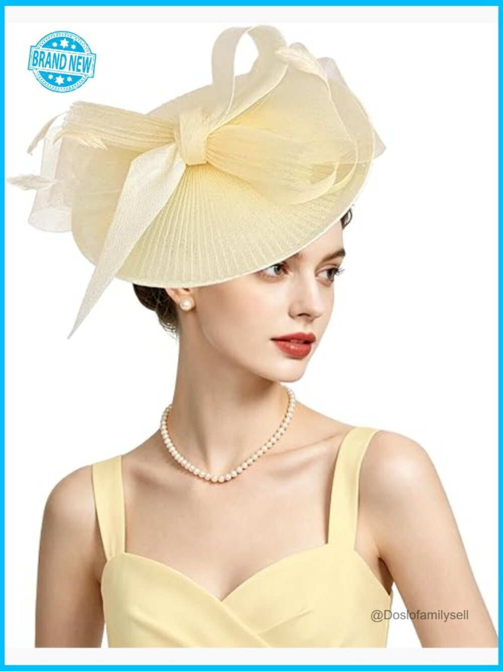 Elegant Feathered Fascinator Hat with Headband Derby Tea Party Wedding Vintage